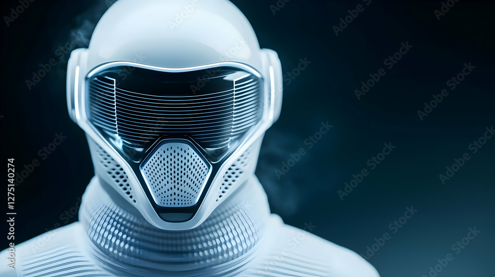 Poster futuristic humanoid robot with a sleek design, perfect for conveying themes of innovation and advanc