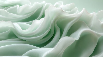 Obraz premium Draped Pale Green Fabric Softly Undulates