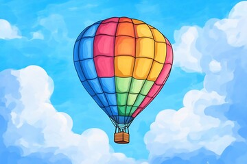 Fototapeta premium colorful hot air balloon drifting