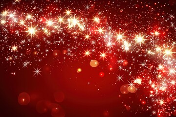 Sparkling Red Background with Glowing Stars and Glittering Effect