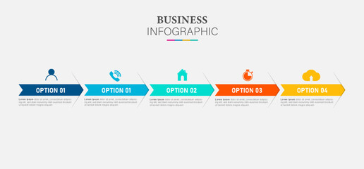 Infographic style colored menu or arrows option