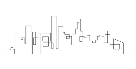 Abstract modern House City Skyline continuous one line art drawing illustration
