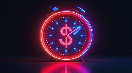 money symbol and double arrows, symbolizing the power of time in generating financial opportunities and business growth.