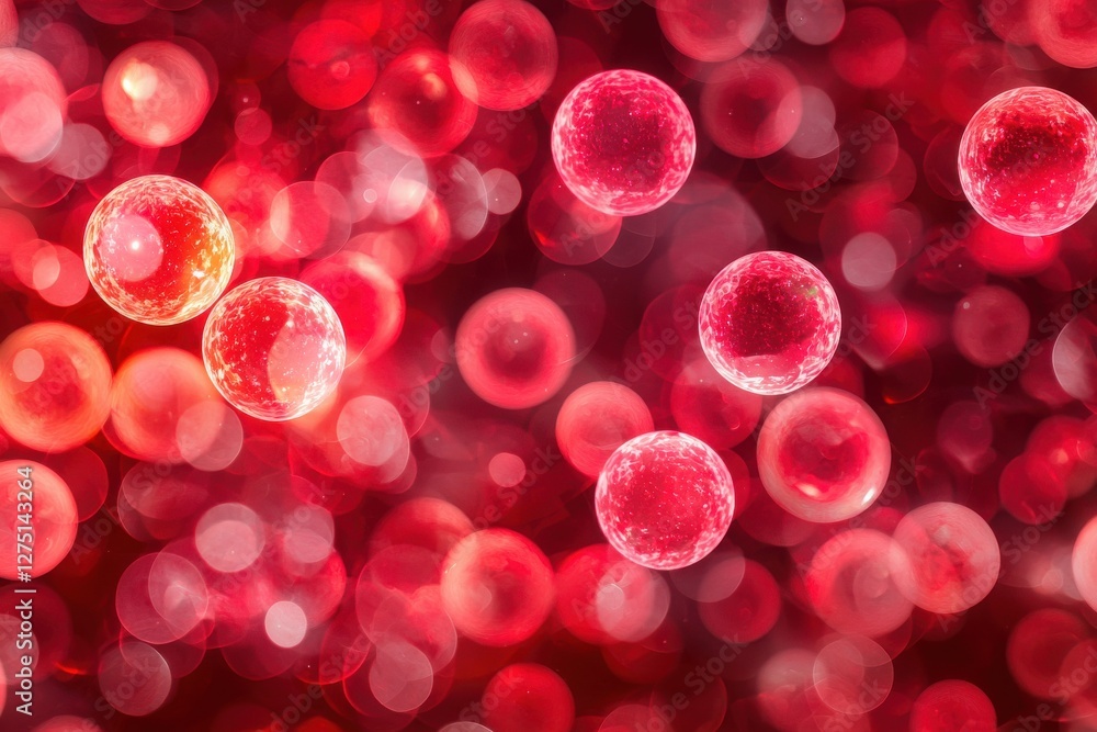 Wall mural red cells and bokeh background abstract science concept