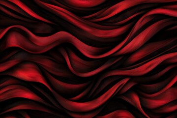 Flowing Red Waves on a Dark Background in Abstract Design