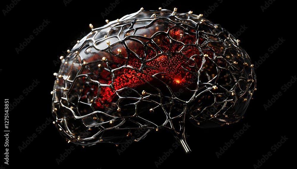 Poster a captivating depiction of a neural network, showcasing a brain intertwined with intricate wires and