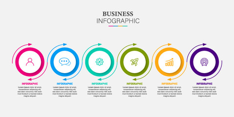 infographic template with icons and 6 options or steps. Infographics for business concept. Can be used for presentations banner, workflow layout, process diagram, flow chart, info graph.