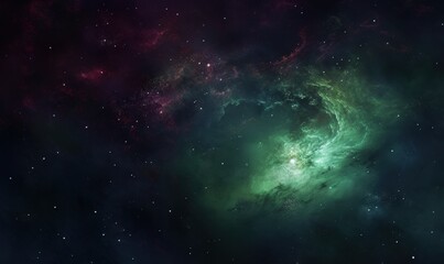 Obraz premium Green & pink nebula cloud formation in space, universe concept, galaxy background, cosmic energy art use
