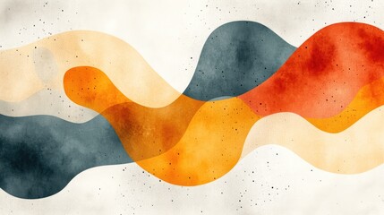 Abstract watercolor waves, layered colors, artistic design for background use