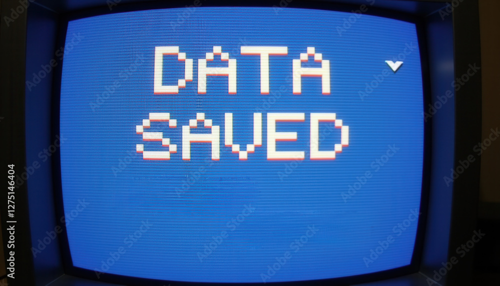 Poster minimalist blue data saved text design