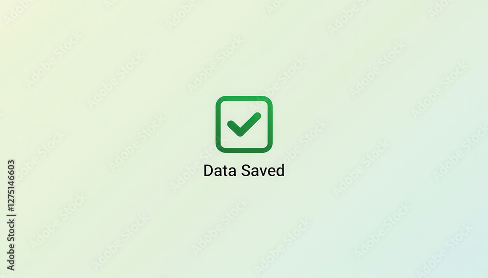 Poster minimalist green checkmark data saved confirmation