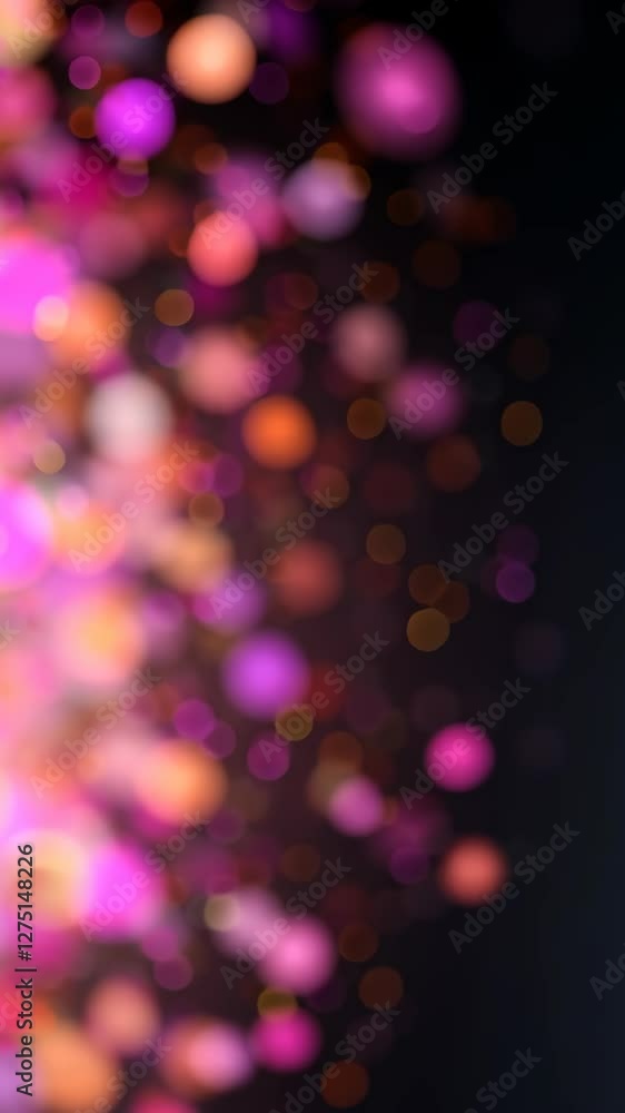 Poster multicolored confetti particles falling heavily in celebration abstract background with bokeh effect