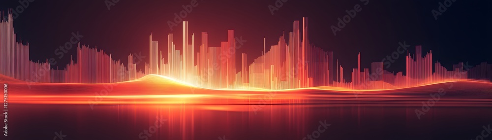 Poster a vibrant and dynamic graphic representing sound waves, showcasing a spectrum of colors that symboli