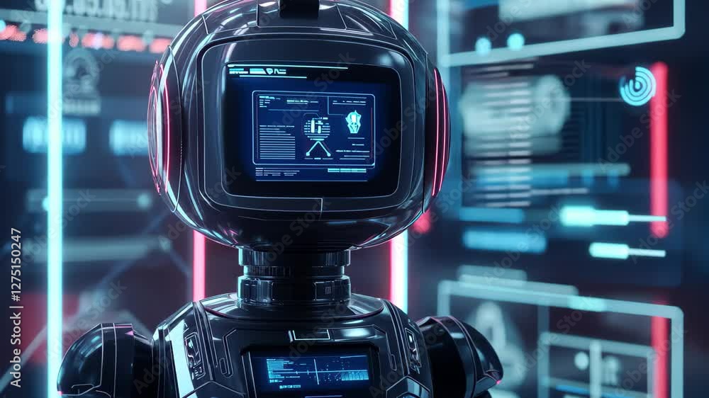 Poster chatbot ai application interface showcasing advanced digital interaction in a futuristic environment