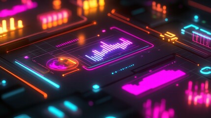 financial planning with budget allocation and investment strategies, symbolized by glowing charts and diagrams