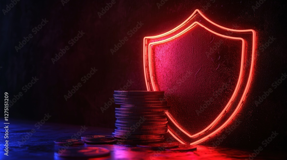 Poster stack of coins, representing the security and stability of financial resources for a prosperous futu
