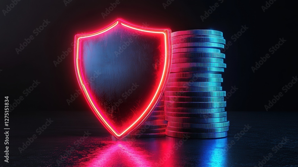 Poster stack of coins, emphasizing the concept of safeguarding financial assets and securing monetary succe