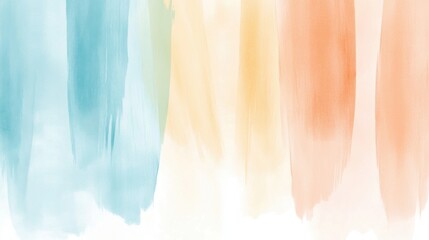 Abstract watercolor brush strokes in blue, yellow, and orange tones