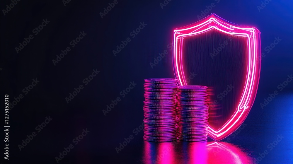 Poster stack of coins, symbolizing the concept of protecting and securing financial wealth from potential r