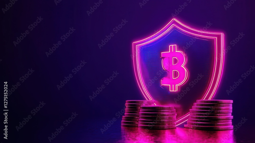 Poster stack of coins, symbolizing the concept of protecting and securing financial wealth from potential r