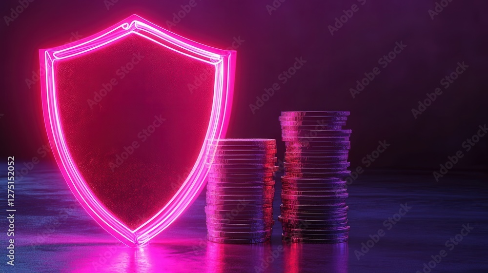 Poster stack of coins, symbolizing the concept of protecting and securing financial wealth from potential r