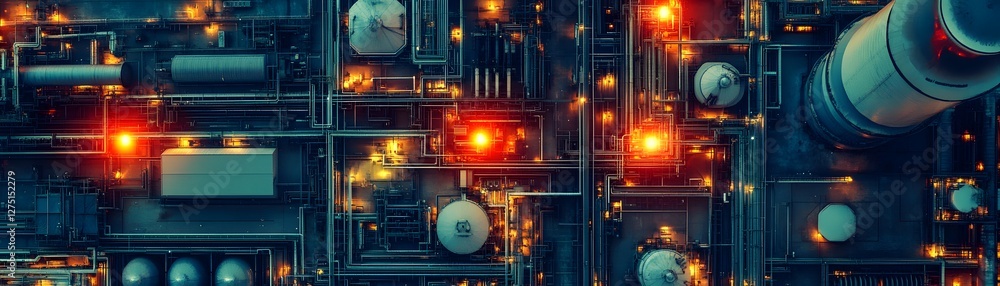 Poster close-up view of an intricate circuit board with glowing lights, showcasing advanced technology inno