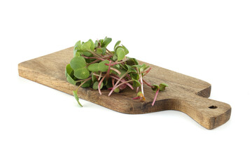 Fresh Radish Microgreens on Wooden Cutting Board