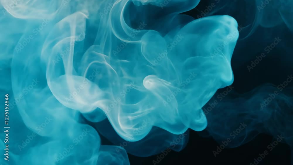 Poster smoke swirling in an abstract pattern creating a mystical atmosphere in a dark setting, background w