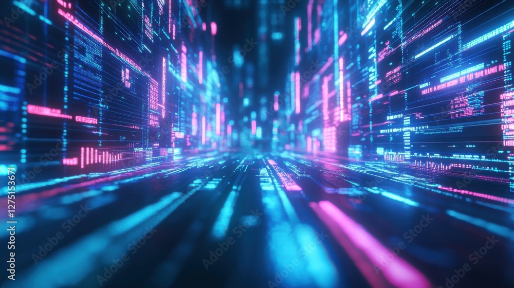 Poster digital data stream futuristic technology background