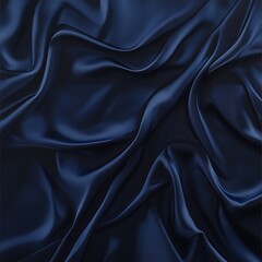 Fototapeta premium A beautifully detailed image of dark blue satin fabric, showcasing elegant folds and smooth texture. Ideal for backgrounds, textiles, fashion, or design projects.
