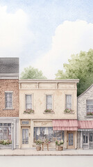 Obraz premium Charming Watercolor Town Shops