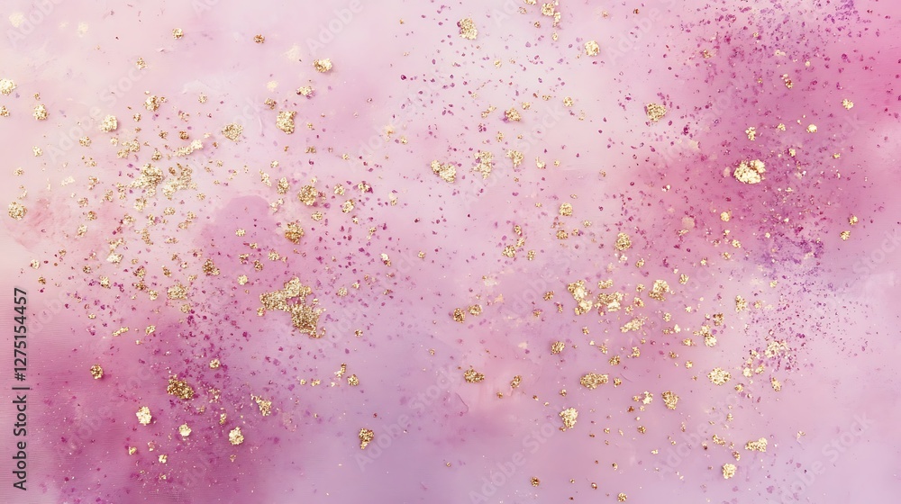Poster a beautiful abstract background featuring soft pink hues and sparkling gold flecks. ideal for use in