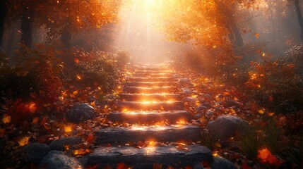 Autumn steps in a magical forest