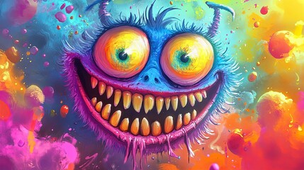 A Colorful Grotesque Monster With A Wide Grin