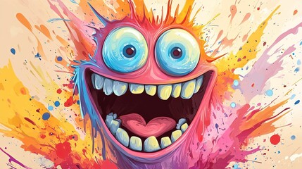 A Colorful Joyful Monster Face Splash Art