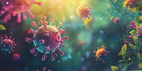 Colorful Microscopic Viral Outbreak Abstract Concept