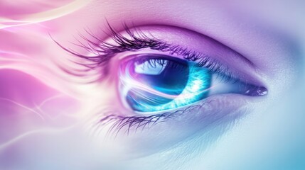 vibrant eye closeup with colorful light effects