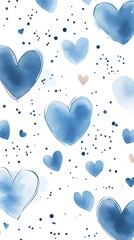 Blue hearts pattern, romantic design