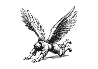 Icarus hand drawn sketch vector