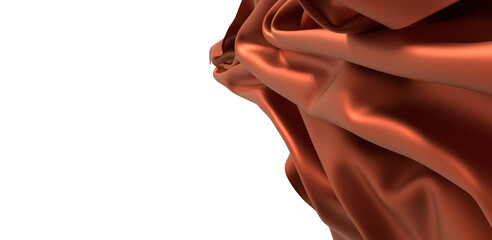 Abstract Draped Burnt Orange Silk Fabric