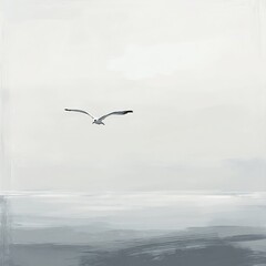 Obraz premium small seagull flying over calm sea