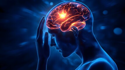 Glowing Cerebral Anatomy Depicting Neurological Conditions and Cognitive Functions