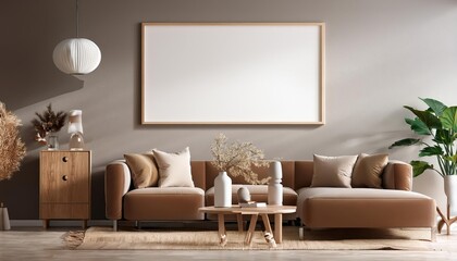 Striking 3D Render of a Modern Living Room, Blending Scandinavian Minimalism and Warmth in an Elegant Interior Background, Embracing Clean Lines and Textured Elements to Captivate the Eye.