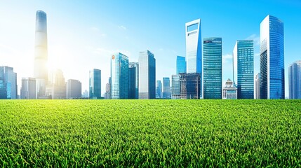 Urban development in a modern city skyscraper skyline business landscape bright daylight panoramic view growth concept