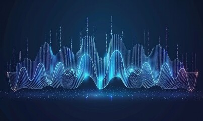 Blue sound wave abstract background visualizes frequency, modulation & energy