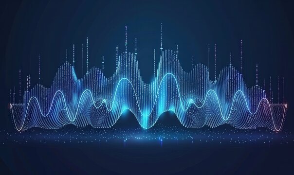 Blue sound wave abstract background visualizes frequency, modulation & energy