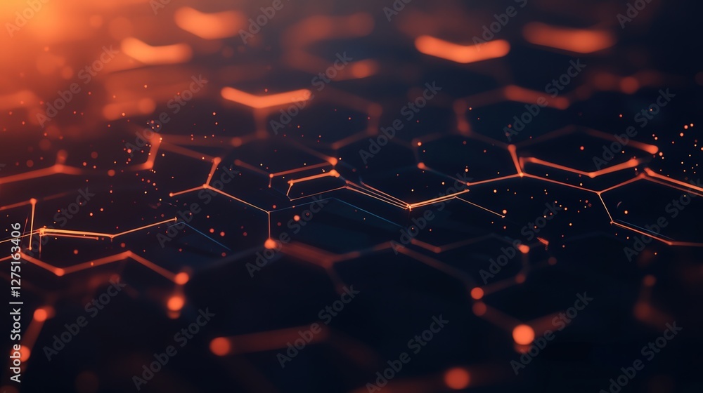 Poster digital background with human network connections mapped out in a hexagonal pattern, emphasizing the