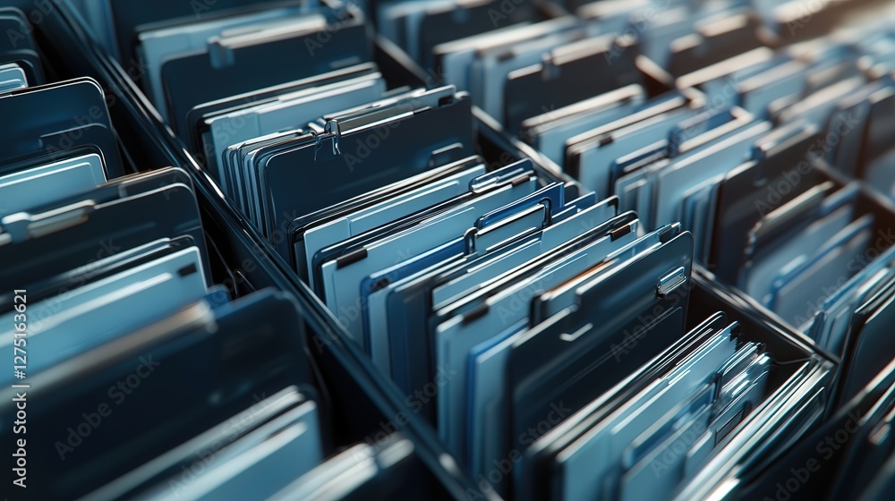 Poster modern document management system concept with secure cloud storage, file categorization, and seamle