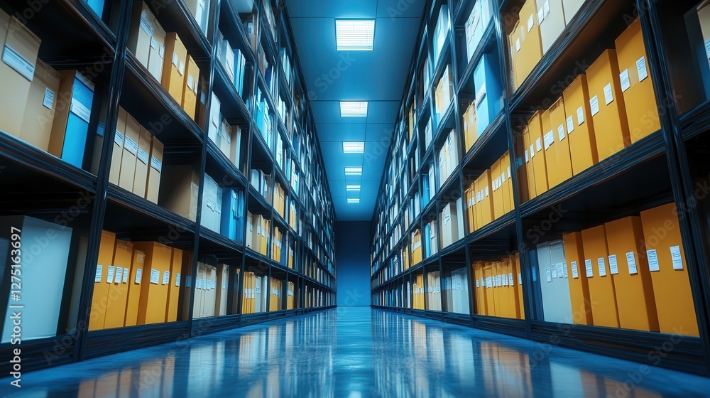 Poster modern document management system concept with secure cloud storage, file categorization, and seamle
