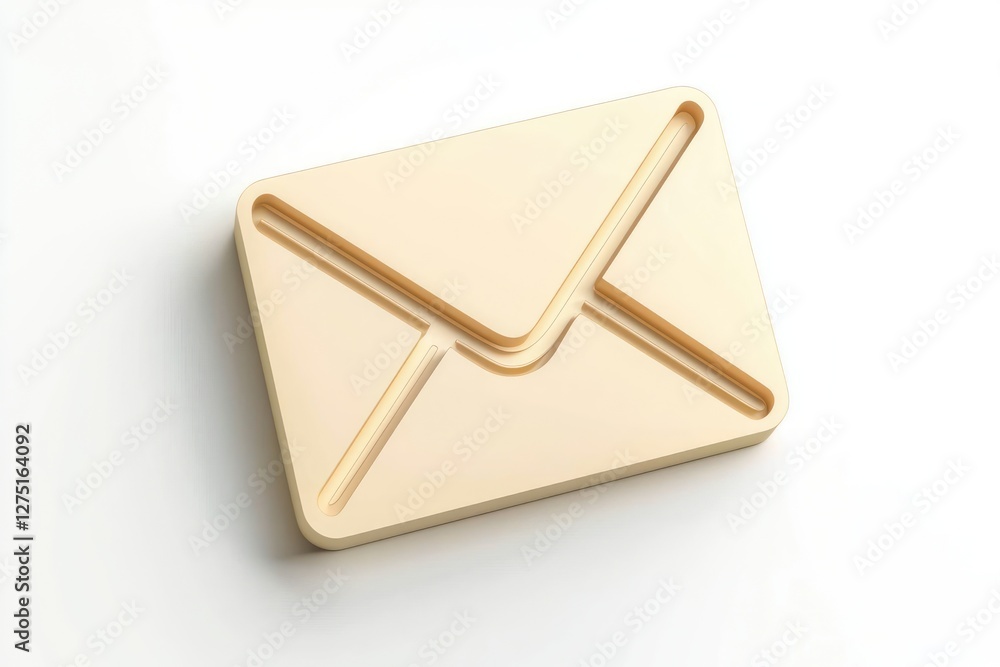 Poster 3d line icon depicting an envelope symbolizing communication channels on solid white.
